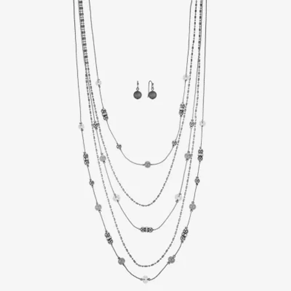 Liz Claiborne Layered Necklace And Drop Earring Womens 2-pc. Jewelry Set