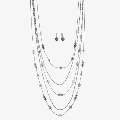 Liz Claiborne Layered Necklace And Drop Earring Womens 2-pc. Jewelry Set