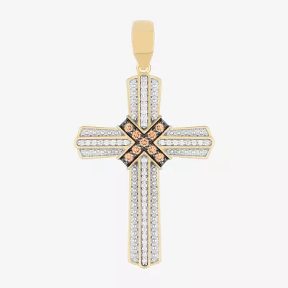 Mens 1/3 CT. T.W. Natural White Diamond Sterling Silver Cross 22 Inch Pendant Necklace