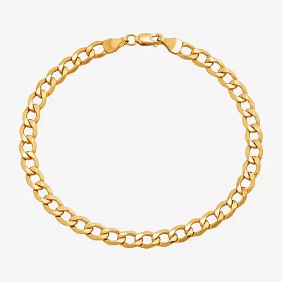 Made in Italy Womens 10K Gold 7.5 Inch Hollow Curb Chain Bracelet