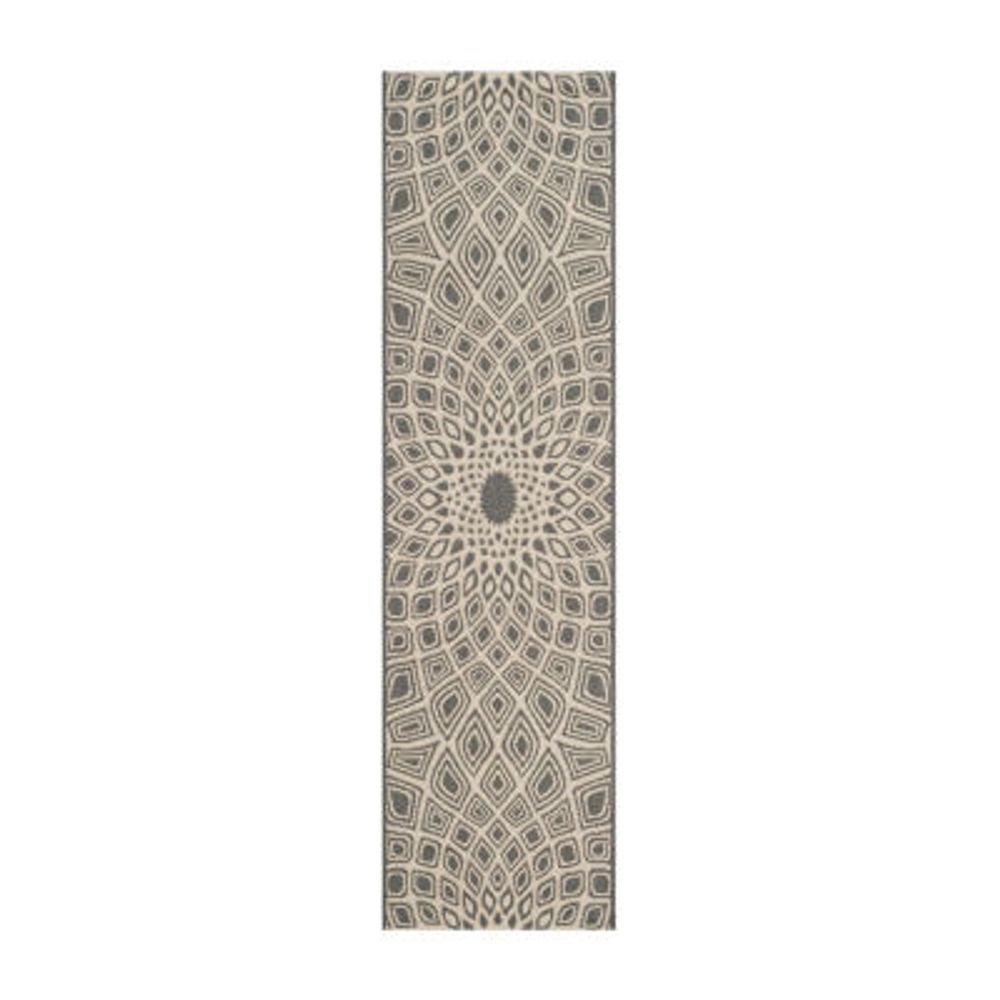 Safavieh Courtyard Collection Jacinth Geometric Indoor/Outdoor Runner Rug
