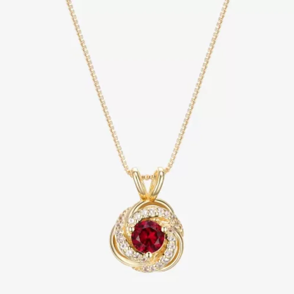 Womens Lab Created Red Ruby 18K Gold Over Silver 18 Inch Pendant Necklace