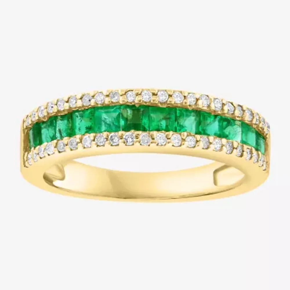 Effy 1/5 CT. T.W. Diamond & Genuine Green Emerald 14K Gold Band