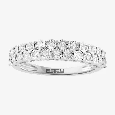 Effy Double Row Womens 1/4 CT. T.W. Natural White Diamond Sterling Silver Band