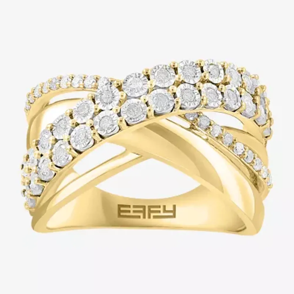 Effy Womens 1/2 CT. T.W. Natural White Diamond Sterling Silver Crossover Band
