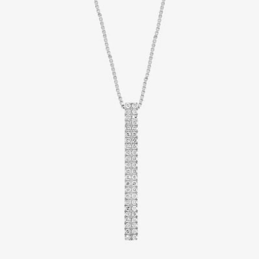 Effy Linear Womens 1/4 CT. T.W. Natural White Diamond Sterling Silver Bar 18 Inch Pendant Necklace