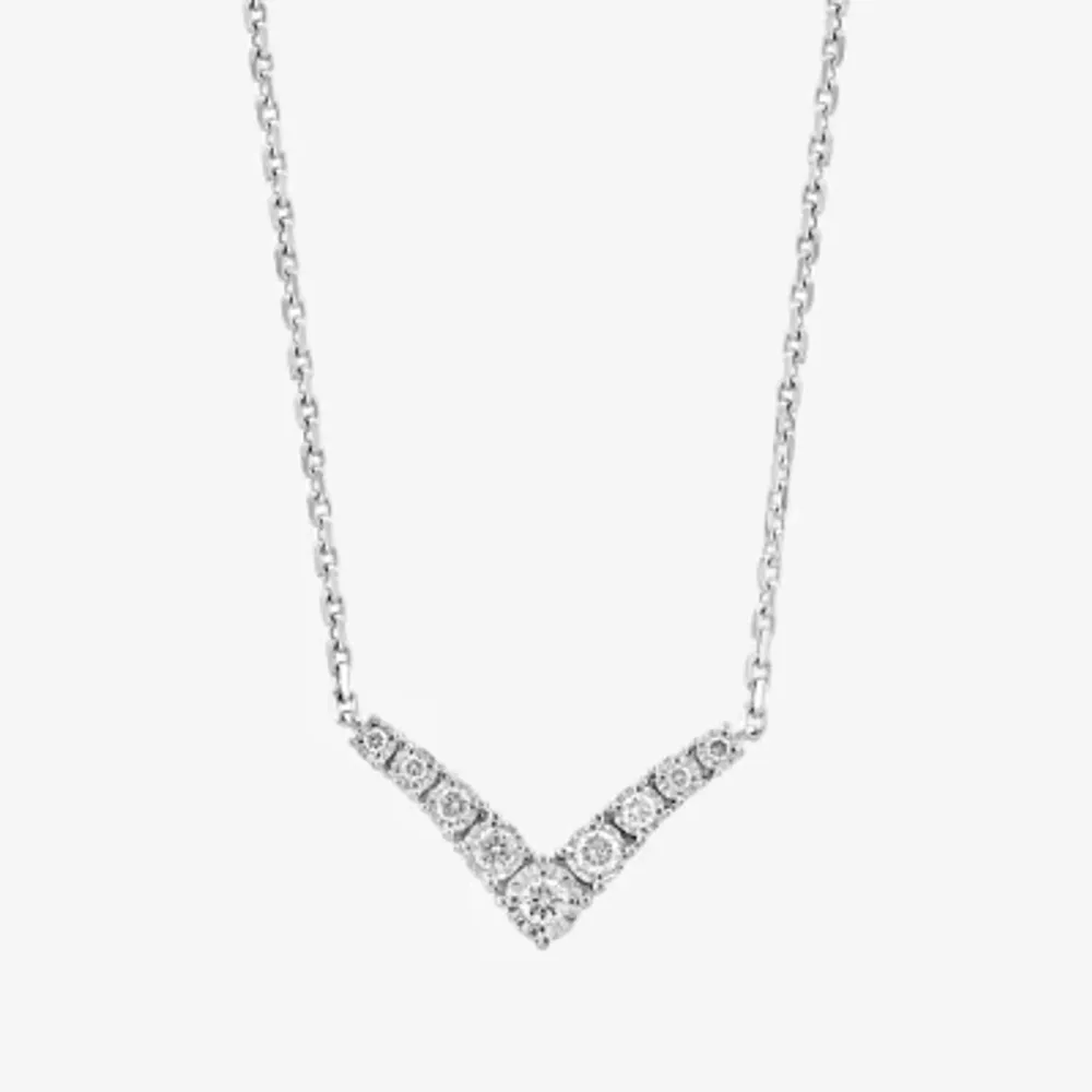 Effy Womens Diamond Sterling Silver 16 Inch Chevron Necklace