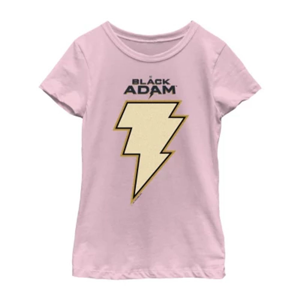 Black Adam Little & Big Kid Girls Crew Neck Short Sleeve Regular Fit DC Comics Graphic T-Shirt