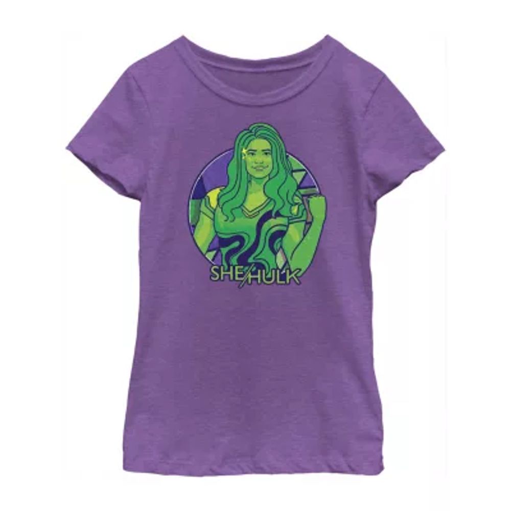 She Hulk Little & Big Kid Girls Crew Neck Short Sleeve Regular Fit Marvel Graphic T-Shirt