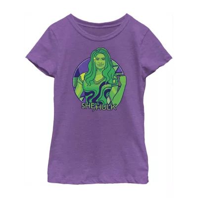 She Hulk Little & Big Kid Girls Crew Neck Short Sleeve Regular Fit Marvel Graphic T-Shirt