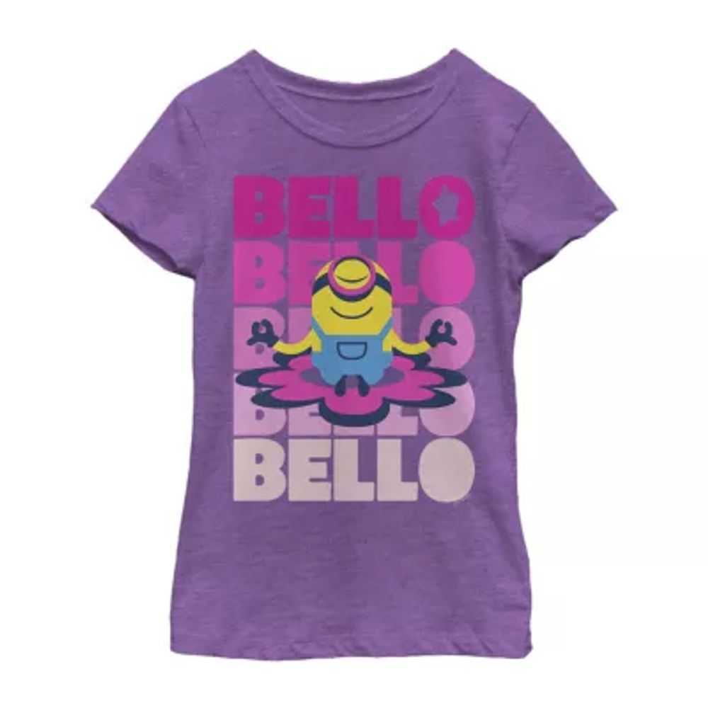 Little & Big Kid Girls Crew Neck Short Sleeve Regular Fit Minions Graphic T-Shirt