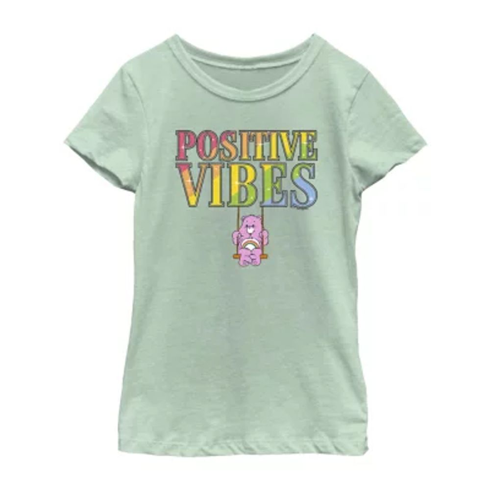 Little & Big Kid Girls Crew Neck Short Sleeve Regular Fit Care Bears Graphic T-Shirt