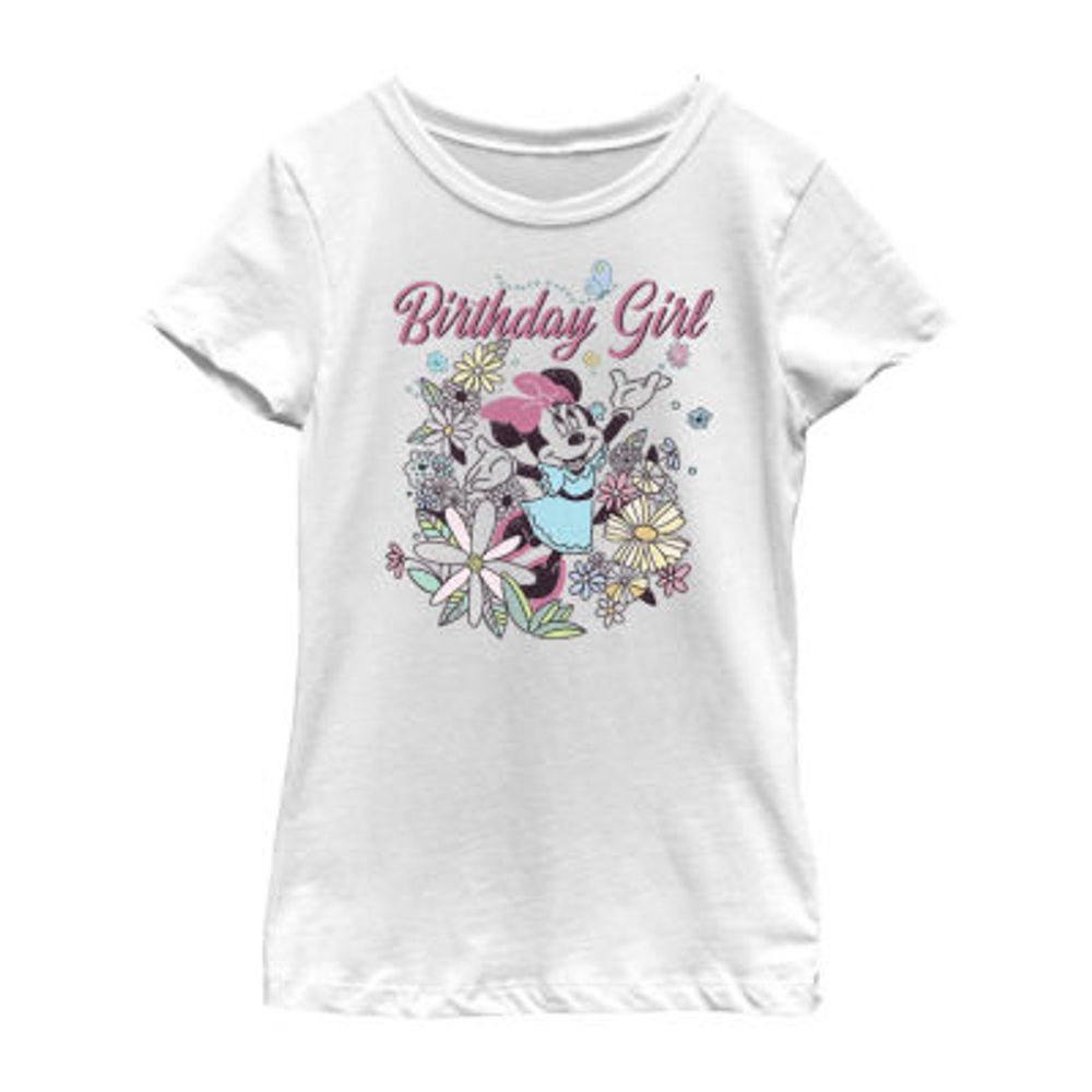 Disney Little & Big Kid Girls Crew Neck Short Sleeve Regular Fit Minnie Mouse Graphic T-Shirt