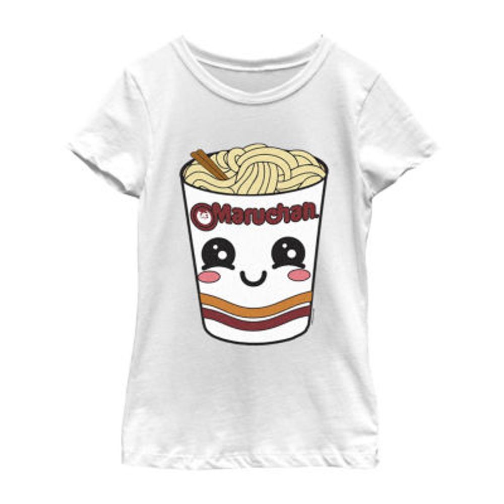 Maruchan Little & Big Kid Girls Crew Neck Short Sleeve Regular Fit Graphic T-Shirt