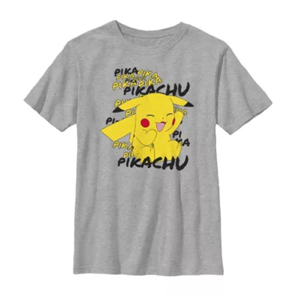 Little & Big Kid Boys Crew Neck Short Sleeve Regular Fit Pokeman Graphic T-Shirt