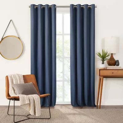 Fieldcrest Heritage Davina Solid Grommet Top Energy Saving 100% Blackout Single Curtain Panel