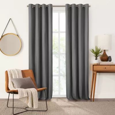 Fieldcrest Heritage Davina Solid Grommet Top Energy Saving 100% Blackout Single Curtain Panel