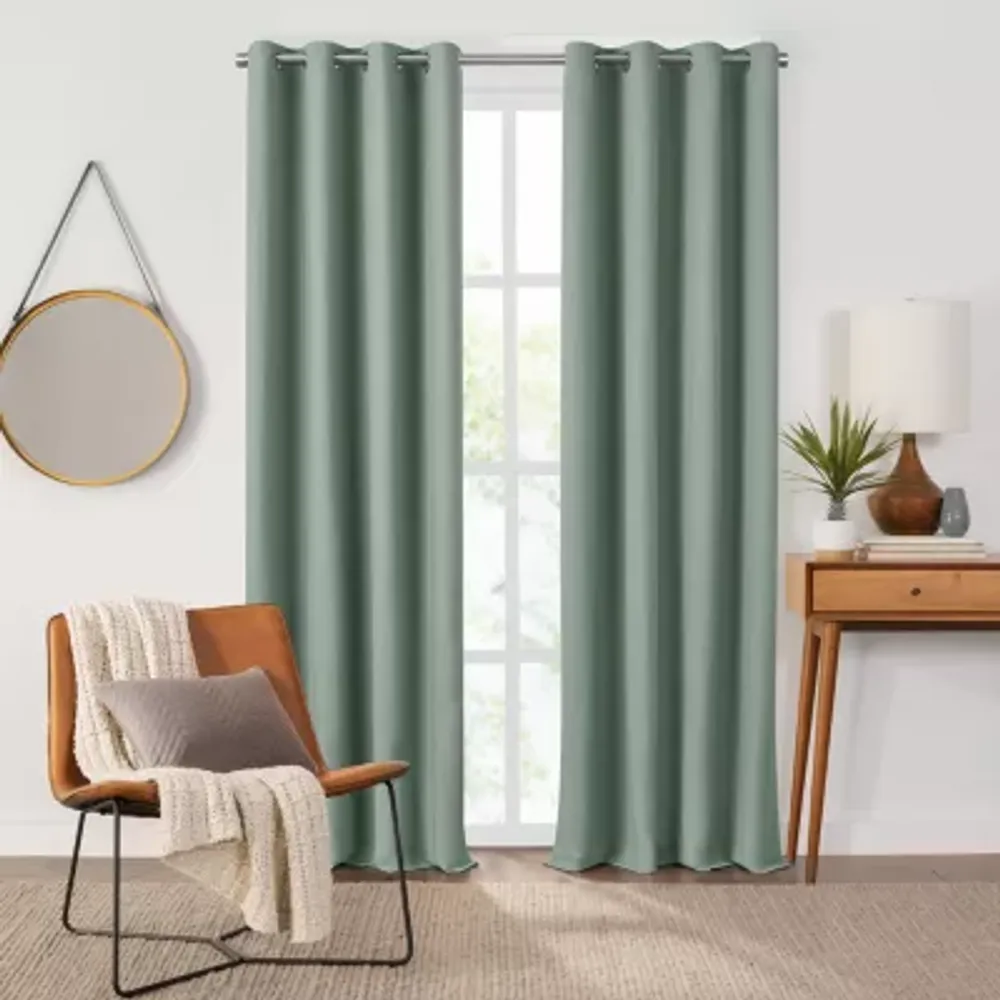 Fieldcrest Heritage Davina Solid Grommet Top Energy Saving 100% Blackout Single Curtain Panel