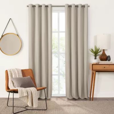 Fieldcrest Heritage Davina Solid Grommet Top Energy Saving 100% Blackout Single Curtain Panel