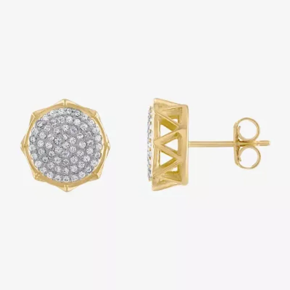 1/2 CT. Cubic Zirconia 14K Two Tone Gold Over Silver 12mm Stud Earrings