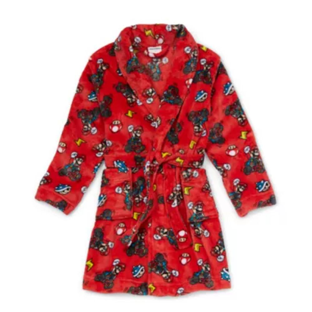 Boys Plush Long Sleeve Knee Length Super Mario Robe