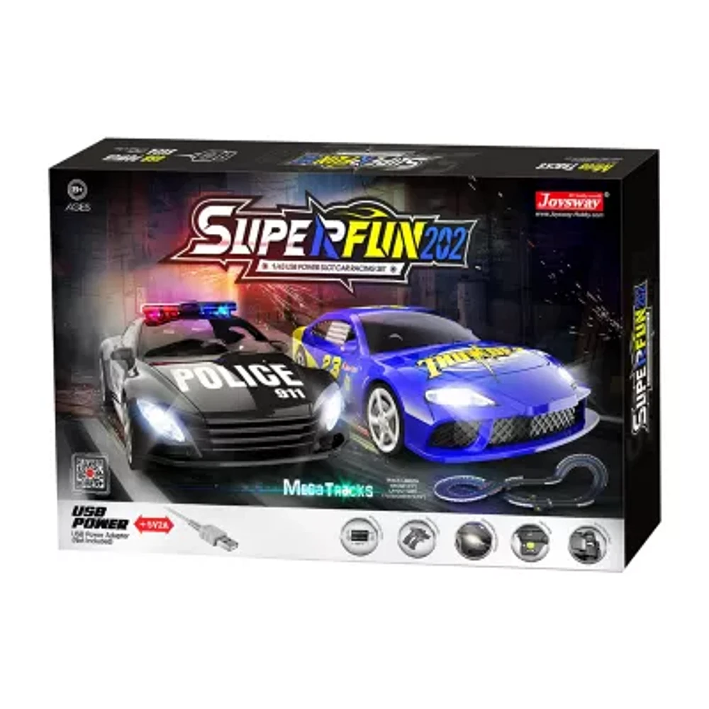 Joysway "Superfun Power Slot Car Racing Set - Layout Size: 66""X30""" 65-pc. Car
