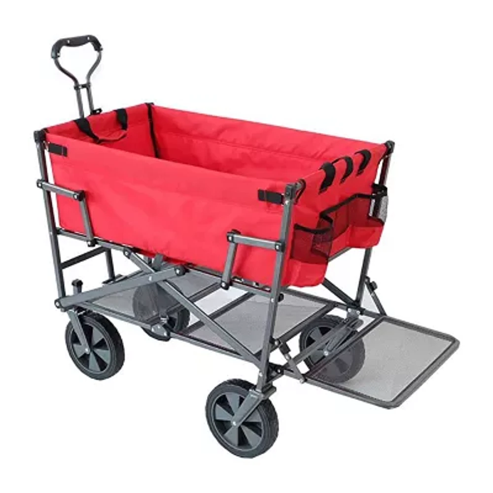 Mac Sports Double Decker Red Wagon - Utility Garden Cart Wagon