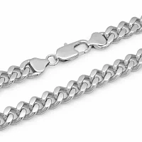 Mens Stainless Steel 24" 9mm Flat Curb Chain Necklace