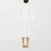 Giovanna Signature Womens Long Sleeve Midi Plus A-Line Dress