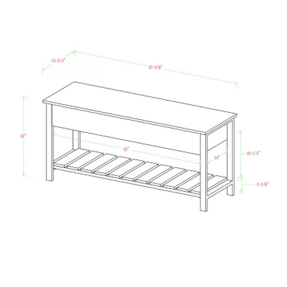 Open-Top Storage Bench with Shoe Shelf