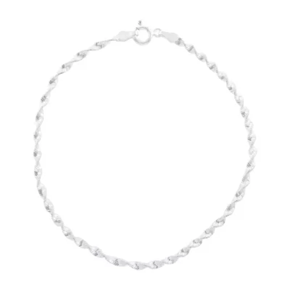 Silver Treasures Womens 8 Inch Solid Chain Bracelet