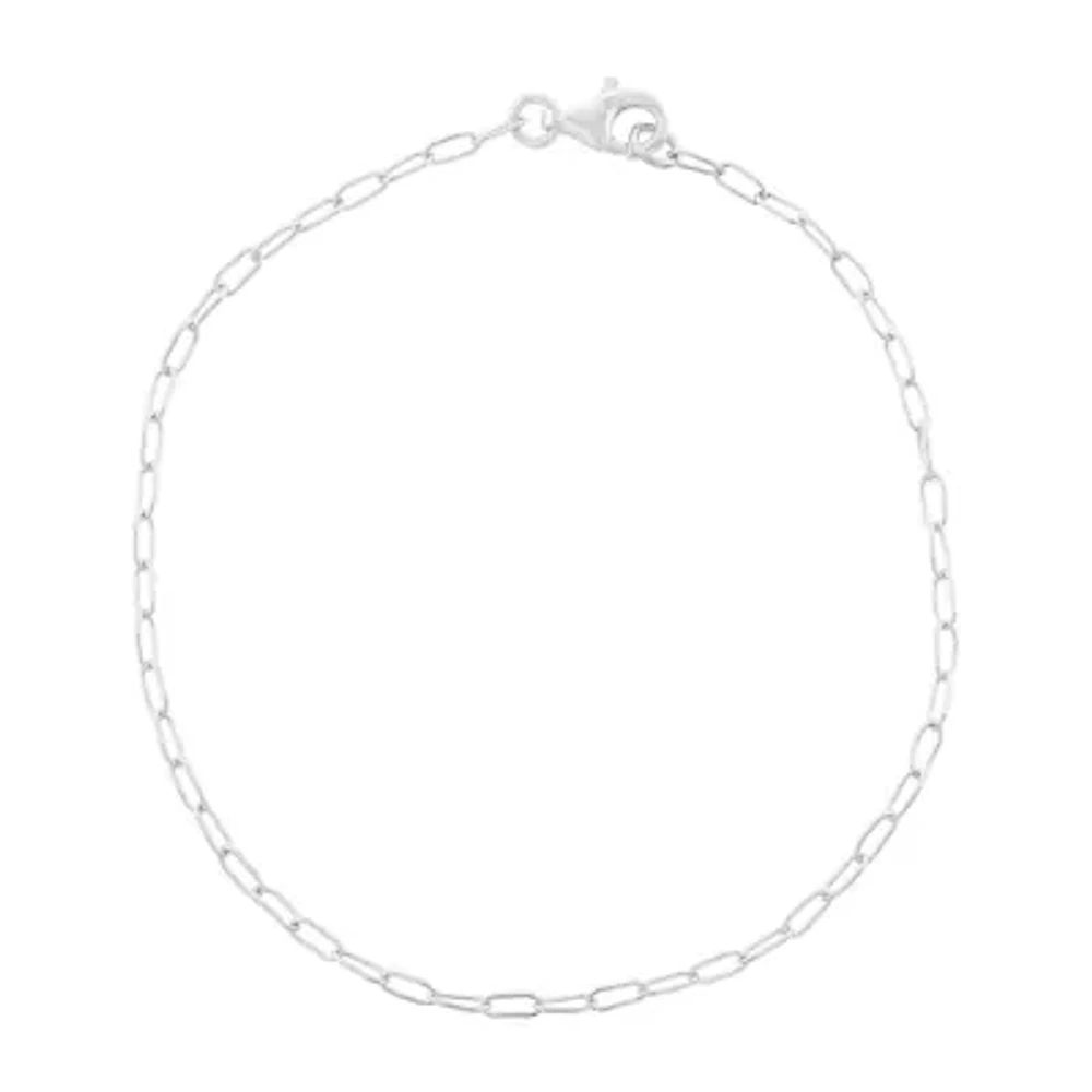 Silver Treasures Womens Sterling Silver 7.5 Inch Solid Paperclip Chain Bracelet