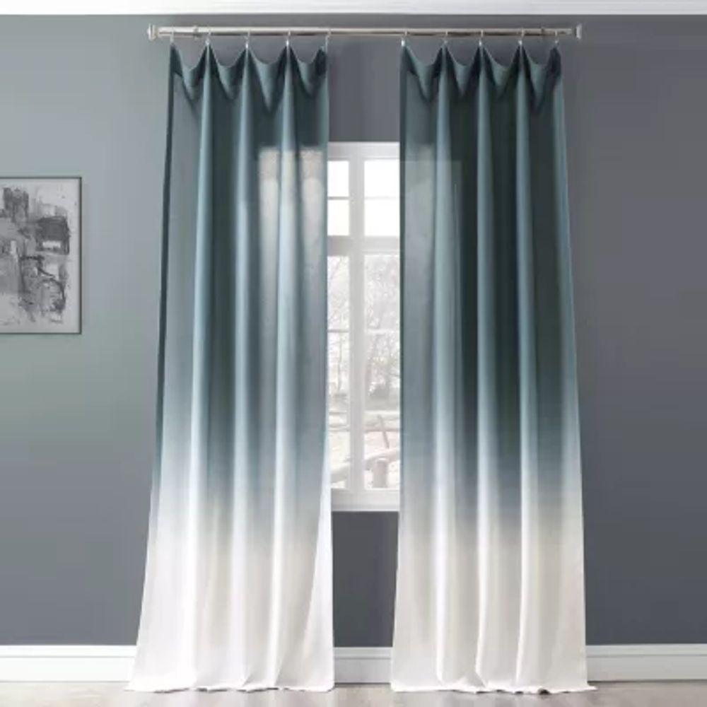 Exclusive Fabrics & Furnishing Ombre Faux Linen Rod Pocket Light-Filtering Single Curtain Panel