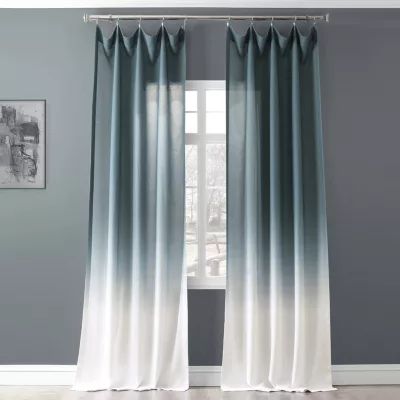 Exclusive Fabrics & Furnishing Ombre Faux Linen Rod Pocket Light-Filtering Single Curtain Panel