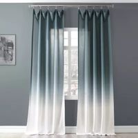 Exclusive Fabrics & Furnishing Ombre Faux Linen Rod Pocket Light-Filtering Single Curtain Panel