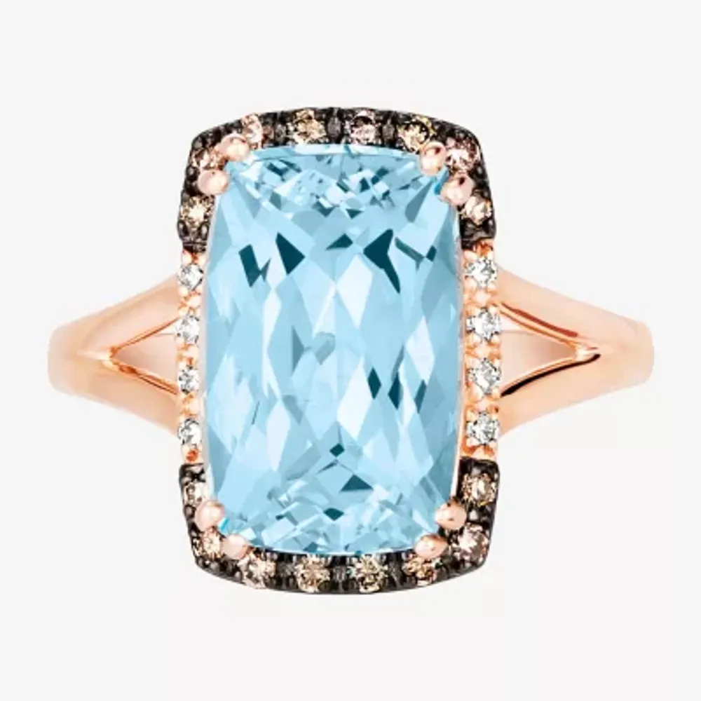 Le Vian® Grand Sample Sale™ Ring featuring 6 3/8 CT. Blue Topaz 1/5 Chocolate Diamonds® 1/20 Nude Diamonds™ set 14K Strawberry Gold®