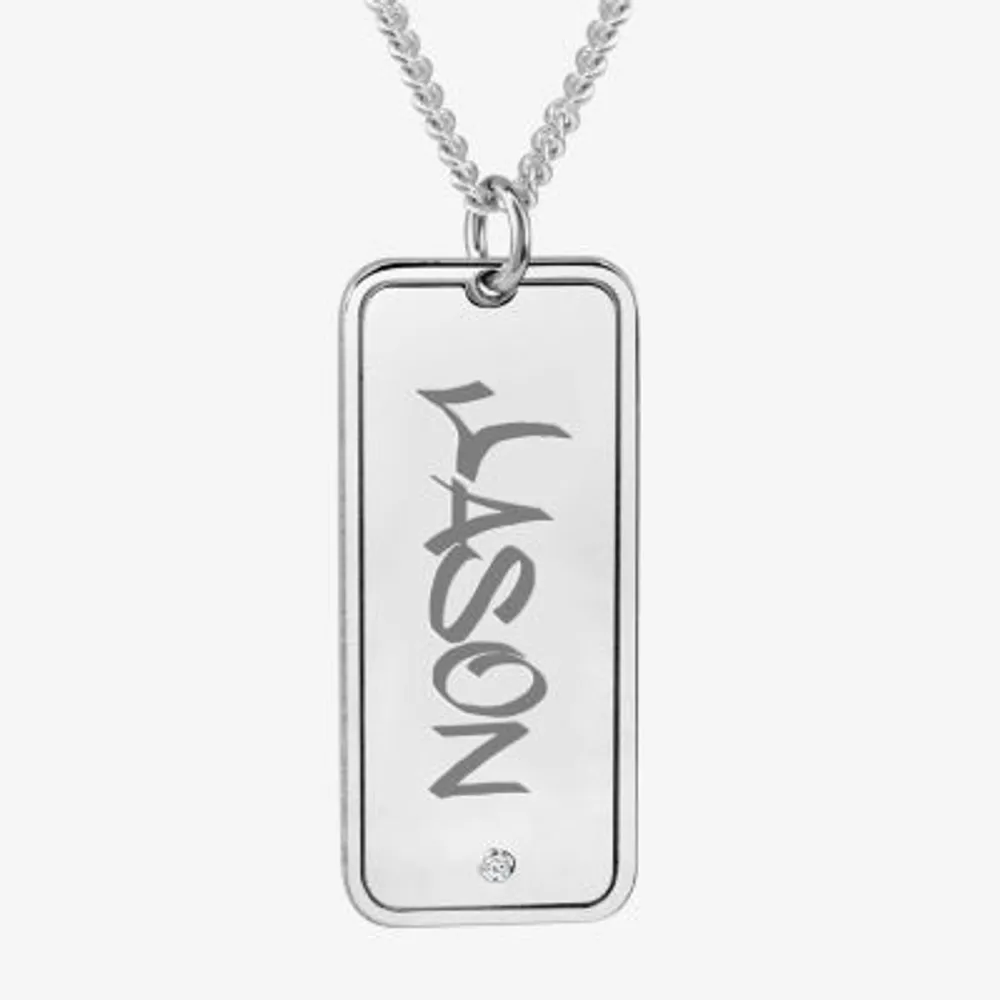 Mens Diamond Accent White Diamond Sterling Silver 20 Inch Pendant Necklace
