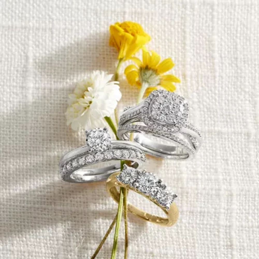 I Said Yes (H-I / Si2-I1) Womens 3/4 CT. T.W. Lab Grown White Diamond Sterling Silver or 14K Gold Over Round 3-Stone Engagement Ring