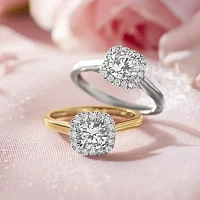 1 CT. T.W. Lab-Grown (G-H / SI1-SI2) Diamond Cushion Halo Engagement Ring 10K Gold