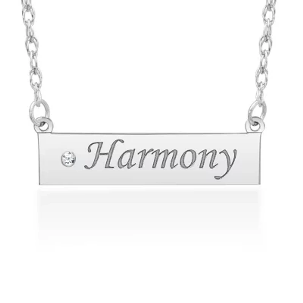 Womens Diamond Accent Natural White 10K Gold 18 Inch Name Necklace