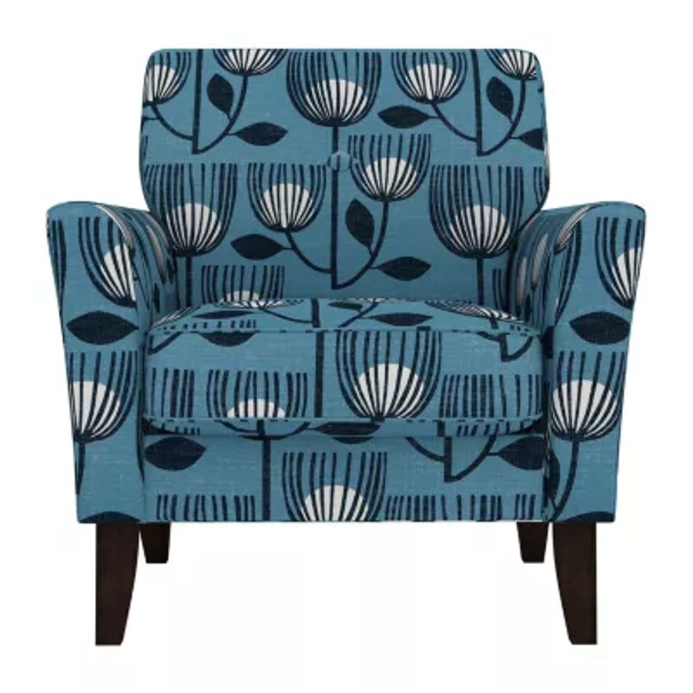 Alex Transitional Flared Arm Accent Chair in Floral Fabric
