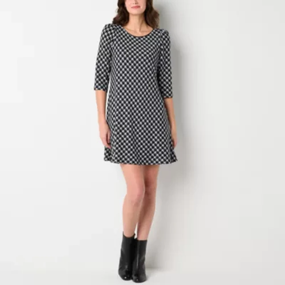 Jessica Howard Womens 3/4 Sleeve Shift Dress