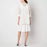 Maya Brooke Womens Windowpane Jacket Dress