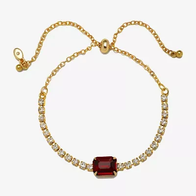 Bijoux Bar Delicates Gold Tone Womens Red Glass Round Bolo Bracelet