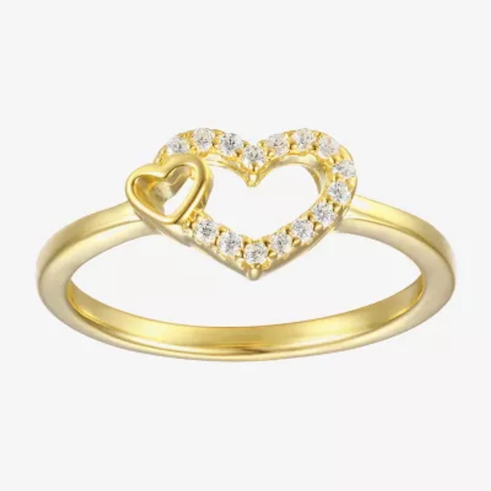 Girls 1/10 CT. Lab Created Cubic Zirconia 14K Gold Over Silver Cocktail Ring