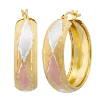 Womens 18K Gold Over Silver 30.4mm Hoop Earrings