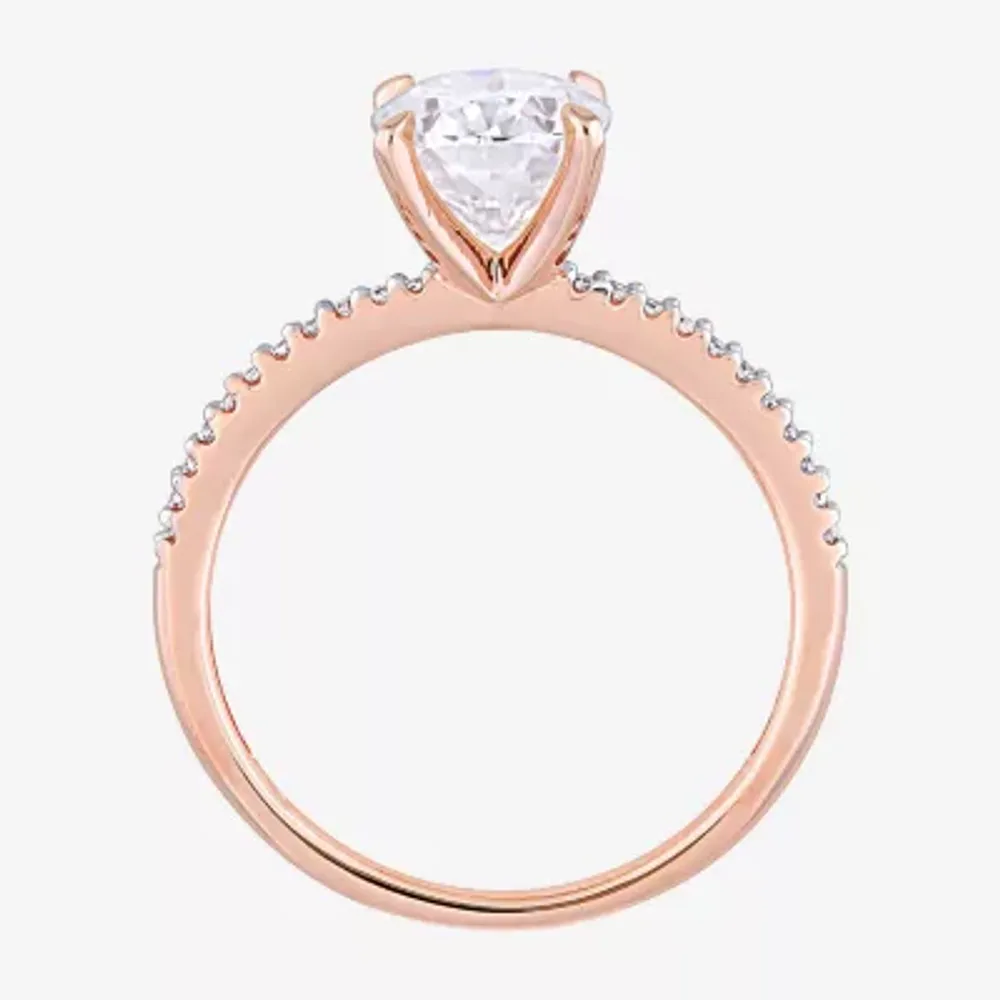 Womens 1/ CT. T.W. Lab Created White Moissanite 14K Rose Gold Engagement Ring