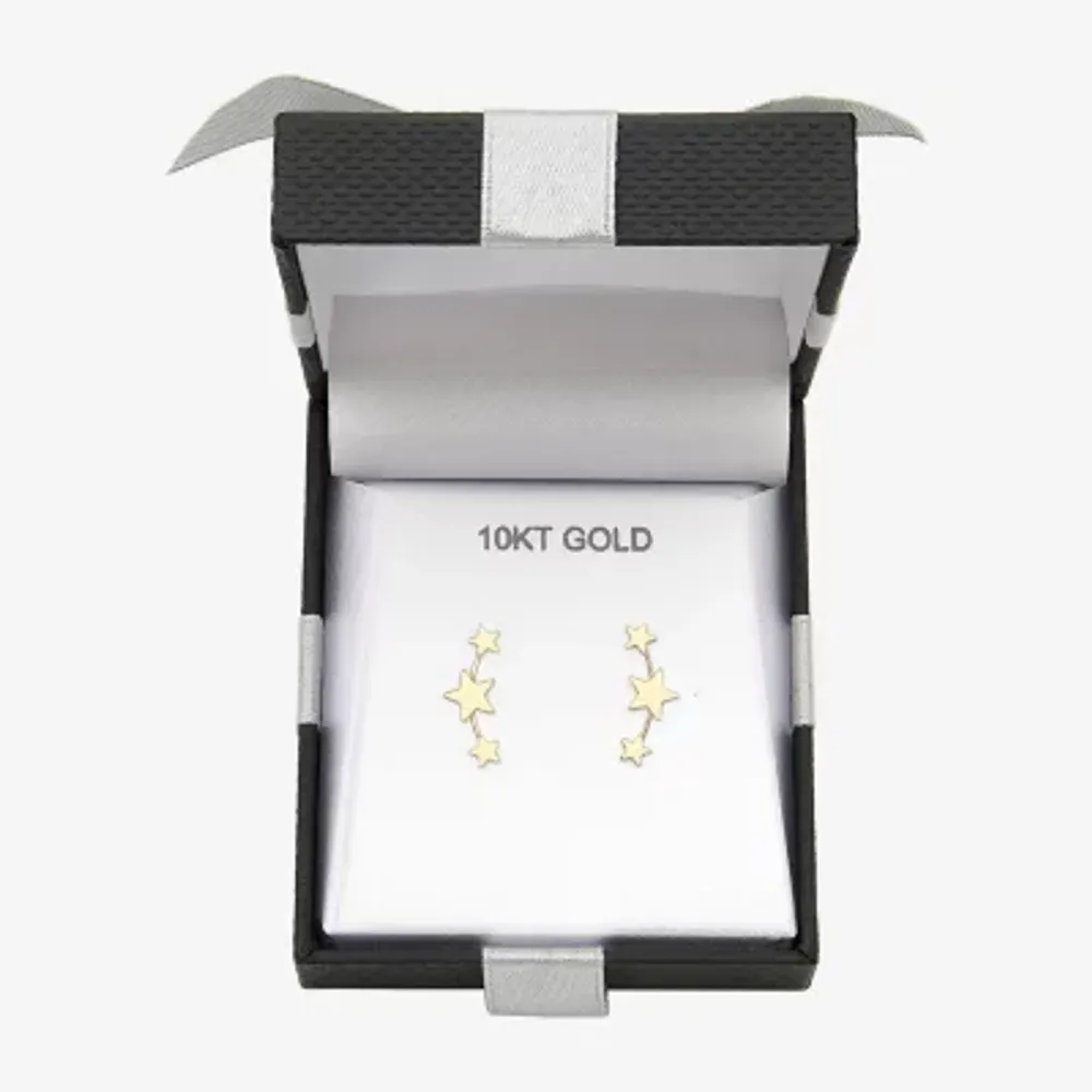 Womens 10K Gold Star Drop Earrings