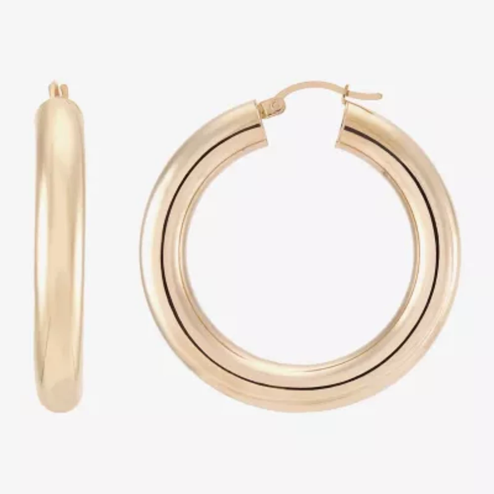 Womens 14K Gold 40mm Round Hoop Earrings