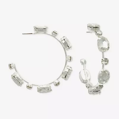 Bijoux Bar Silver Tone Womens Glass 60mm Hoop Earrings